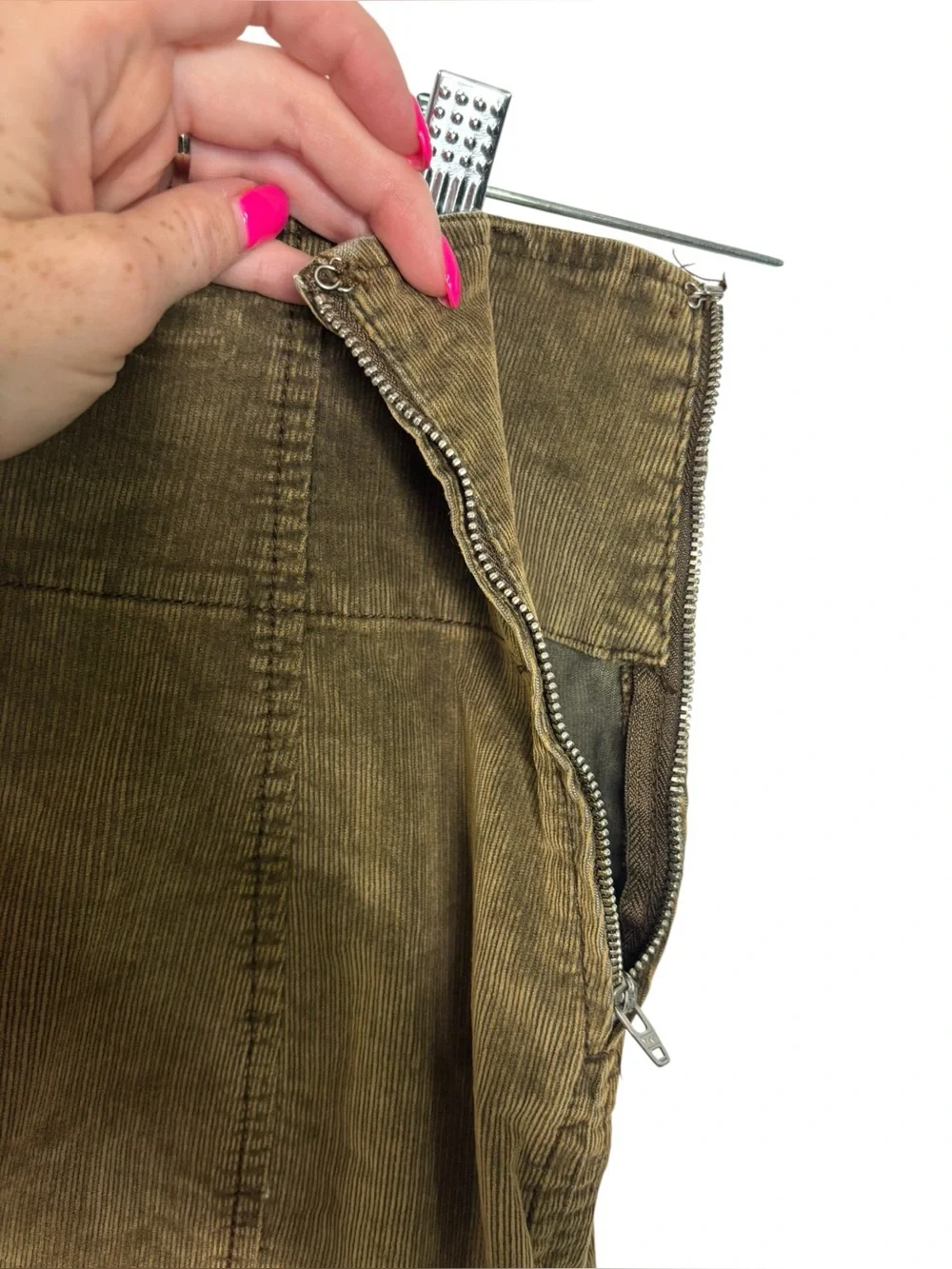 Free People Corduroy Mini Skirt Size 8 Green/Brown Summer Boho Casual